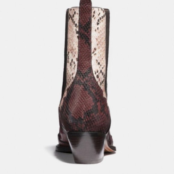 Coach Lace Up Bootie With Patchwork Snake NEW - Picture 5 of 9